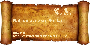 Matyasovszky Metta névjegykártya